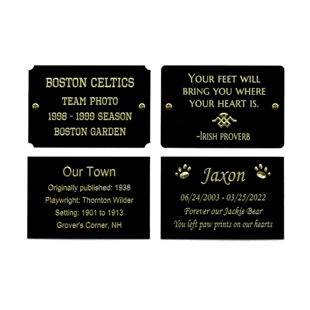 Engraved Solid Brass Black Plate Picture Frame Art Label Name Tag 3