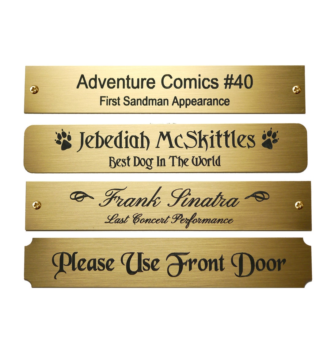 Engraved Solid Brass Plate Picture Frame Art Label Name Tag 4-1/2