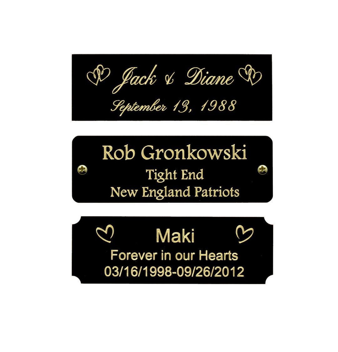 Custom Engraved Solid Brass Black Plate Picture Frame Art Label Name