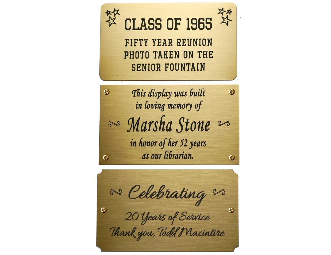 Engraved Solid Brass Plate Picture Frame Art Label Name Tag 3-1/2