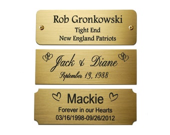 Custom Engraved Solid Brass Plate Picture Frame Art Label Name Tag 3" x 1" with Adhesive *OR* Holes with Screws- Indoor Use Only