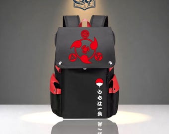 Uchiha Clan Sharingan Backpack, Naruto Anime Ita Bag, Pin Display Carry All