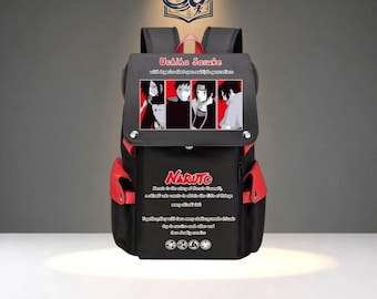 Naruto Uchiha Sasuke Backpack, Anime Pin Display Utility Bag