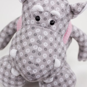 Sewing pattern Stuffed animal, Plush Hippo pdf pattern, Baby toy pattern, Nursery decor, DIY baby shower, Bandana bib for baby