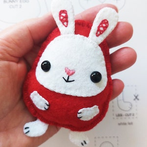 Felt Bunny Pattern, felt Easter pattern, DIY felt Easter decoration, Felt egg pdf pattern, Felt Easter bunny,  Felt Bunny Rabbit egg
