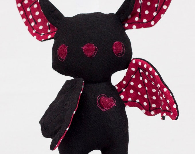 Halloween Bat Stuffed Animal Toy Black Burgundy Bat Halloween Etsy