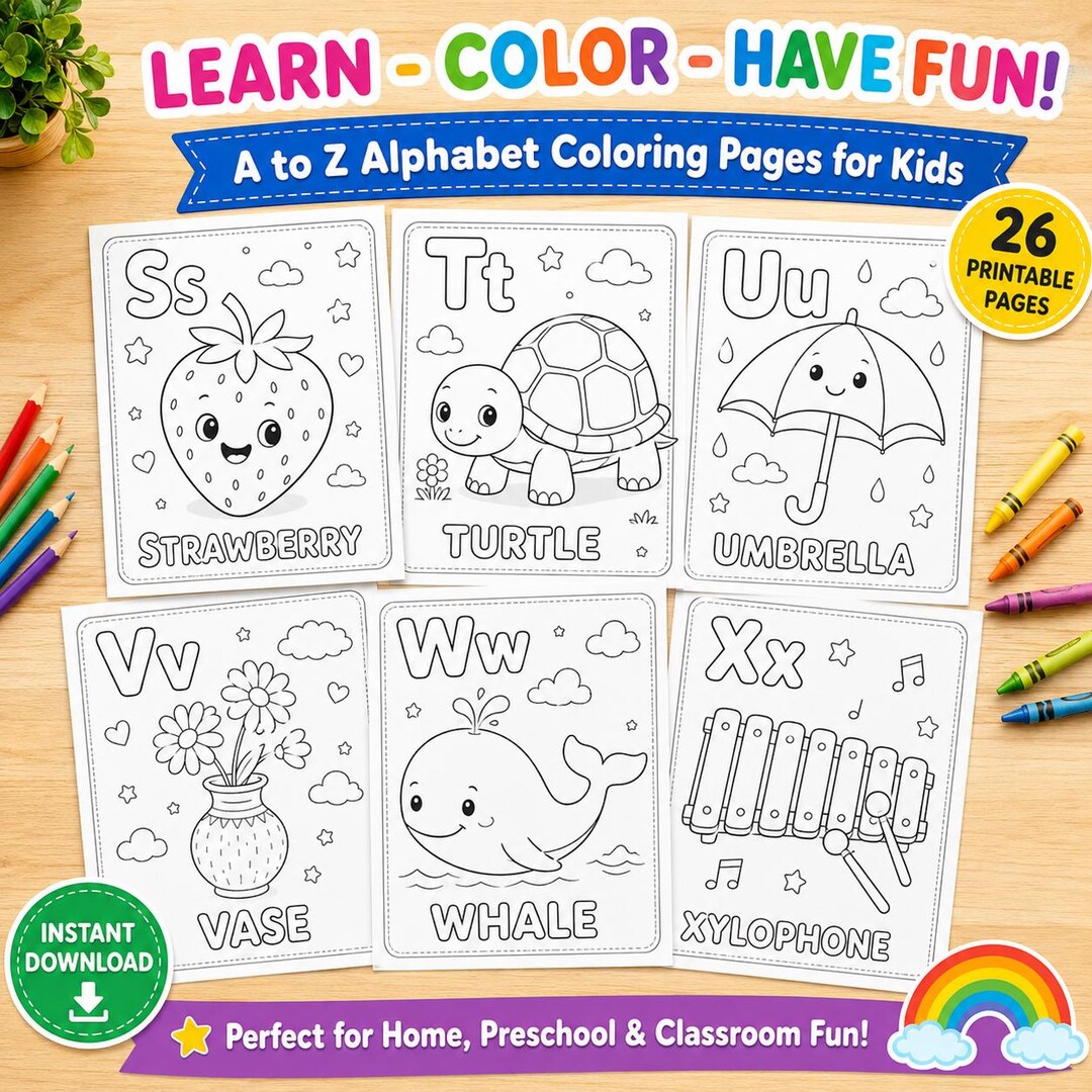 Alphabet Coloring Pages for Kids | 26 ABC Printable Learning Activity ...