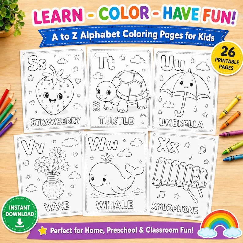 Alphabet Coloring Pages for Kids | 26 ABC Printable Learning Activity ...