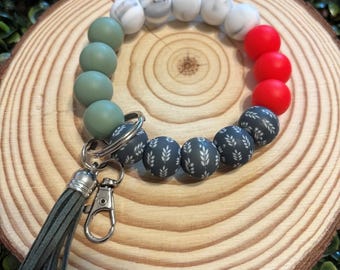 Rustic Retreat- Handmade Silicone Bead Wristlet Keychain