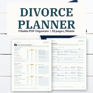 Divorce Planner Fillable PDF, Separation Checklist, Asset Debt Tracker, Lawyer Prep