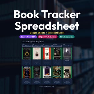 Book Tracker Spreadsheet, Google Sheets Excel, Reading Log, Library, TBR List
