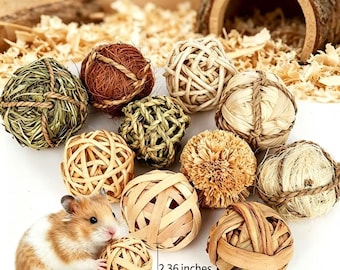 Natural Hand-Woven Chew Balls for Rabbits, Guinea Pigs, Chinchillas | 100% Plant-Based Edible Toys for Teeth Grinding & Boredom Relief