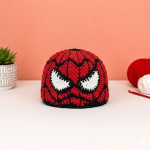 Spider-Man Inspired Crochet Hat Pattern PDF, 2 years to Small Adult Sizes, Easy DIY Superhero Beanie, User-Friendly, Gift Idea