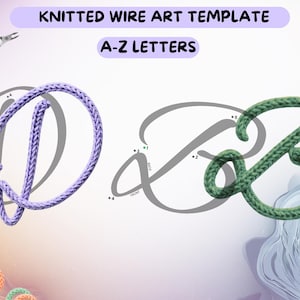 Knitted Wire Art Letter Template, Cursive Alphabet Font, Uppercase Lowercase (PDF Download)