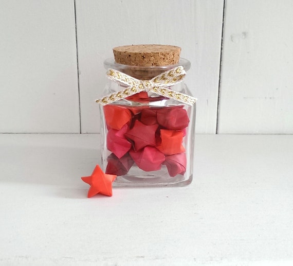 Square Jar Of Red Origami Stars