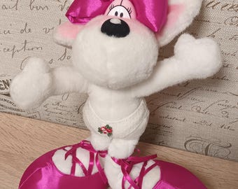Vintage Diddlina Ballerina Plush Mouse Depesche Diddl Thomas Goletz Pink Ballet Shoes 31 cm Germany