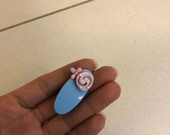 Pinza para el cabello con forma de piruleta azul, pinza para el cabello estilo kawaii con forma de caramelo, pasador para el cabello con dibujos animados, accesorio dulce para el cabello para niñas, regalo de pinza para el cabello en tonos pastel