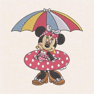 Summer Beach Girl Mouse Machine Embroidery Design, Pool Floatie Umbrella Embroidery File, Digital Download