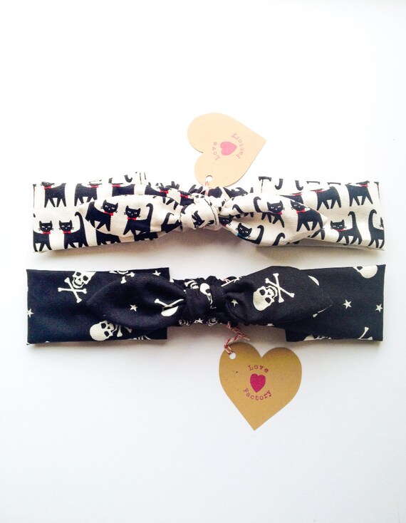 Items similar to girl power bandana headband kawaii black catkawaii