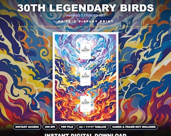 30th Legendary Birds 132/128 Inspired Extended Art | 30th Celebration A3 Trio Wall Art Print | Pokemon 3 Card Display Poster