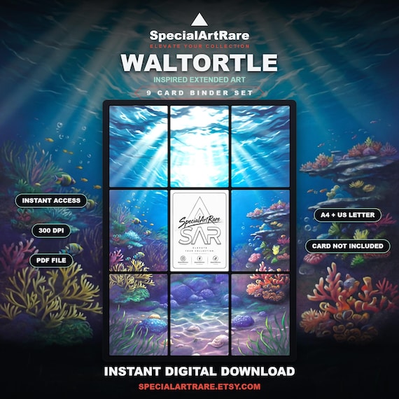 Wartortle Inspired Extended Art | 9 Pocket Binder Page | Pokemon Binder Display