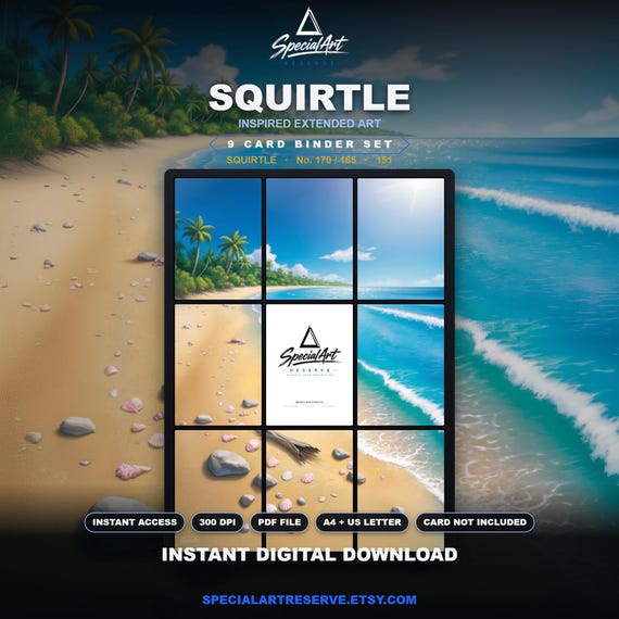 Squirtle Inspired Extended Art | 9 Pocket Binder Page | Pokemon Binder Display