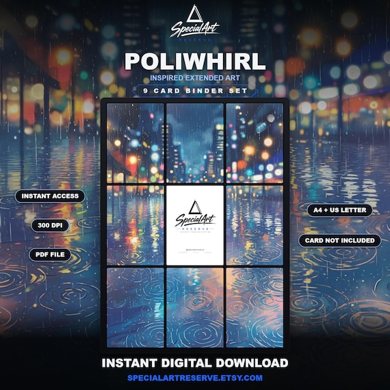 Poliwhirl Inspired Extended Art | 9 Pocket Binder Page | Pokemon Binder Display