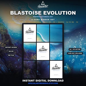 Blastoise Evolution 200/165 – Erweiterte Illustration | Pokémon 151 – 9-Taschen-Ordnerseite | Pokémon-Ordner-Display