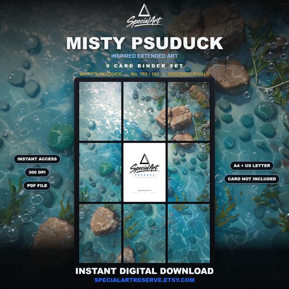 Misty Psyduck Inspired Extended Art | 9 Pocket Binder Page | Pokemon Binder Display