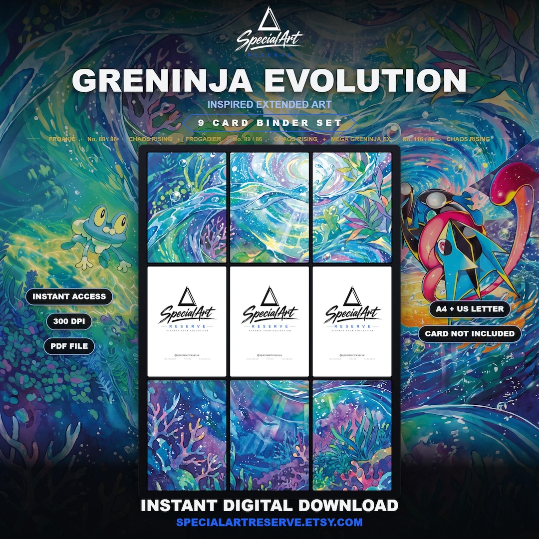 Greninja Inspired Extended Art | 9 Pocket Binder Page | Pokemon