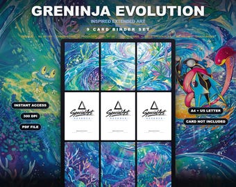 Greninja Inspired Extended Art | 9 Pocket Binder Page | Pokemon Binder Display