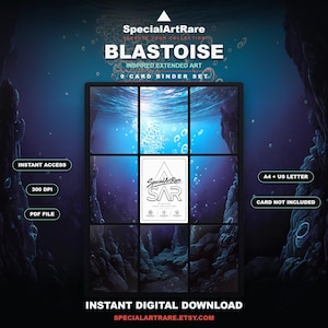 Blastoise Inspired Extended Art | 9 Pocket Binder Page | Pokemon Binder Display