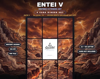 Entei V GG36/70 Inspired Extended Art | Crown Zenith Galarian Gallery 9 Pocket Binder Page | Pokemon Binder Display
