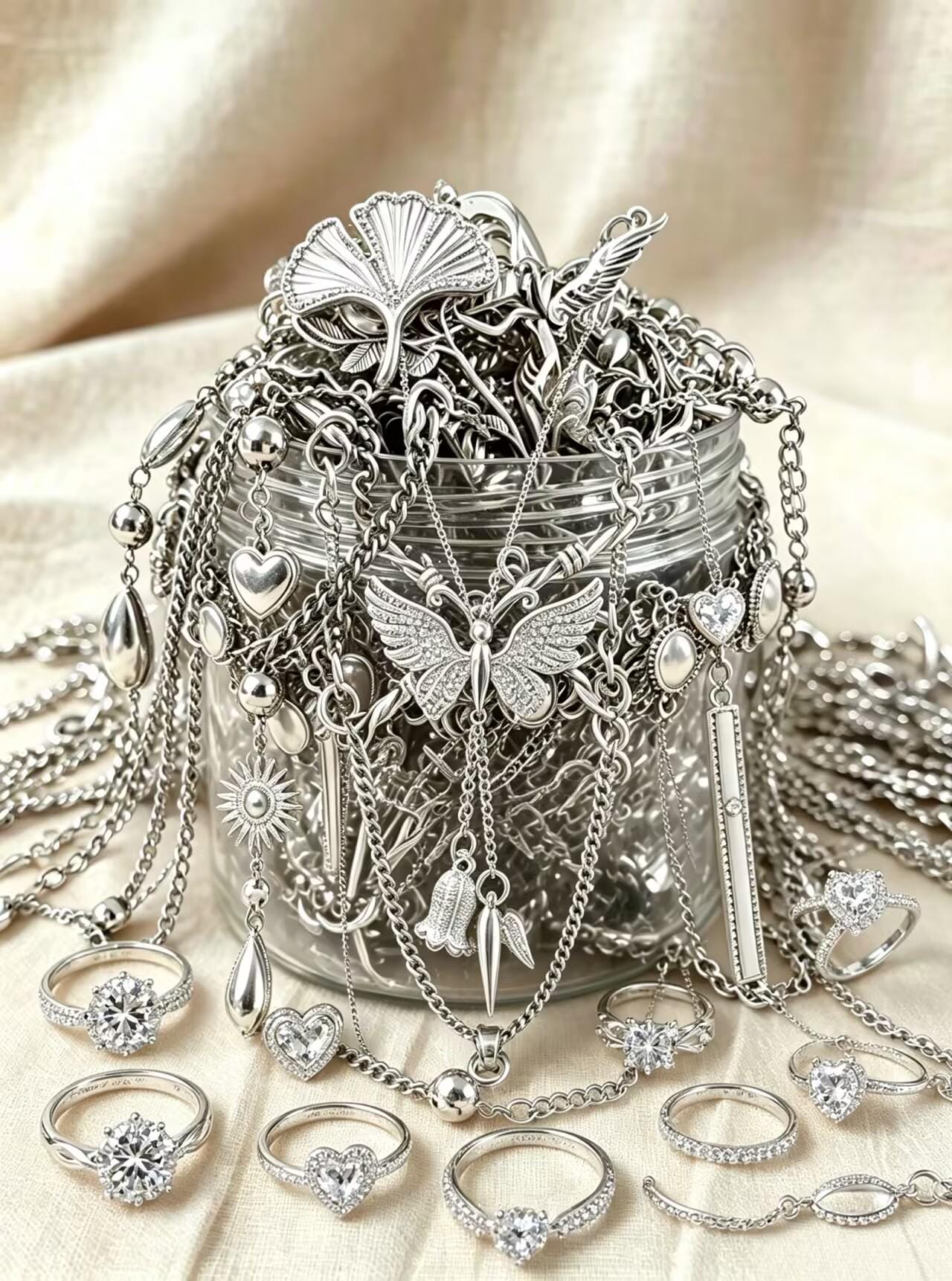 Mystery jewelry jar silver - Etsy 日本