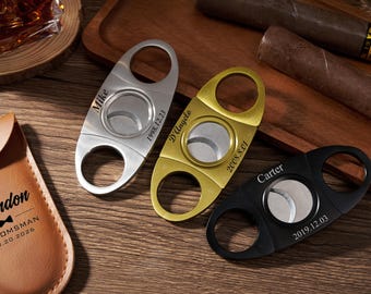 Personalized Engraved Metal Cigar Cutter Set, Vintage Double Blade Cigar Cutter Set,Groomsmen Gift, Business Gift, Father’s Day Gift For Him