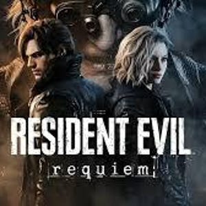 Peut inclure: Illustration num&eacute;rique de deux personnages de Resident Evil: Requiem. Un homme et une femme se tiennent dos &agrave; dos, avec le titre du jeu en blanc. L'arri&egrave;re-plan est sombre et atmosph&eacute;rique.