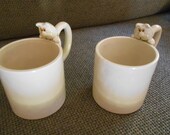 2 Fitz and  Floyd 1977  cat and fish mugs