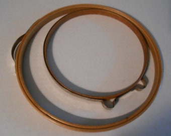 2 embroidery hoops vintage wood metal clamp