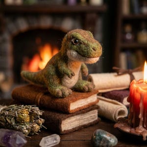 T-Rex Needle Felting Kit, DIY Wool Craft, Calming Hobby, Dinosaur Lover Gift, Mini Shelf Handmade Decor