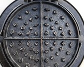 Primitive Rare Gate Marked Waffle Iron A J COX Printed Card Suit Pattern Waffle Iron Low Base Professionally Cleaned Organically Seasoned