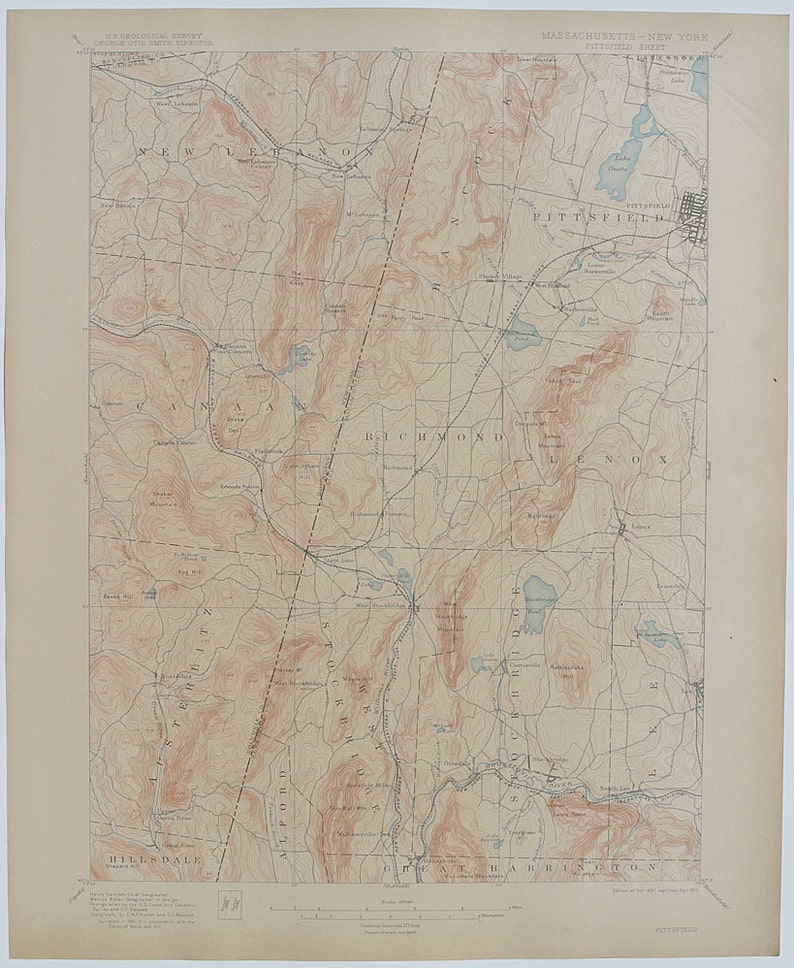 Antique MASSACHUSETTS Pittsfield New York & More Surrounding Etsy