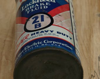 Vintage Advertising WAGNER LOCKHEED Break Fluid One Quart Size Wagner Electric Corp. Very Rare Can to Find