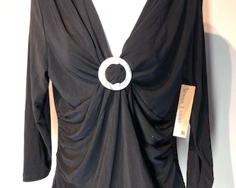 Vintage Susan Lawrence Black Top W/ Mother of Pearl  Romantic Dinners, Beach Parties, Evening