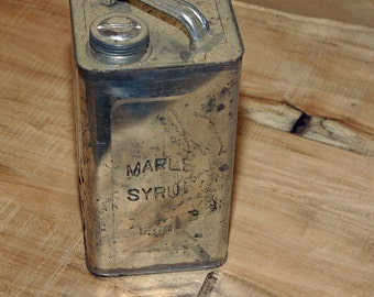 Antique Rare Cabot, VERMONT 1800s Sugarhouse Primitive Very Scarce Maple Syrup EMBOSSED Large 1 GALLON Size Tin Can