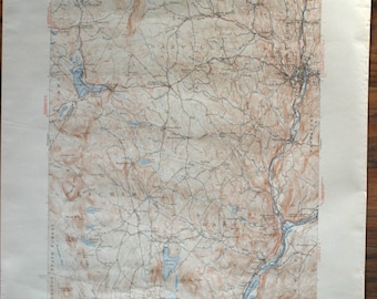 Antique Rare  St. Johnsbury, Vermont 1950 US Geological Survey Topographic Map State of New Hampshire Highway Department