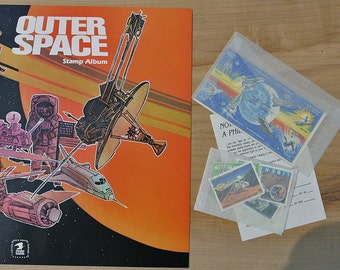 Vintage Rare United States Postal Stamps Collectors Gift MINT 1982 Outer Space Stamp Collecting Kit US & Foreign Stamps