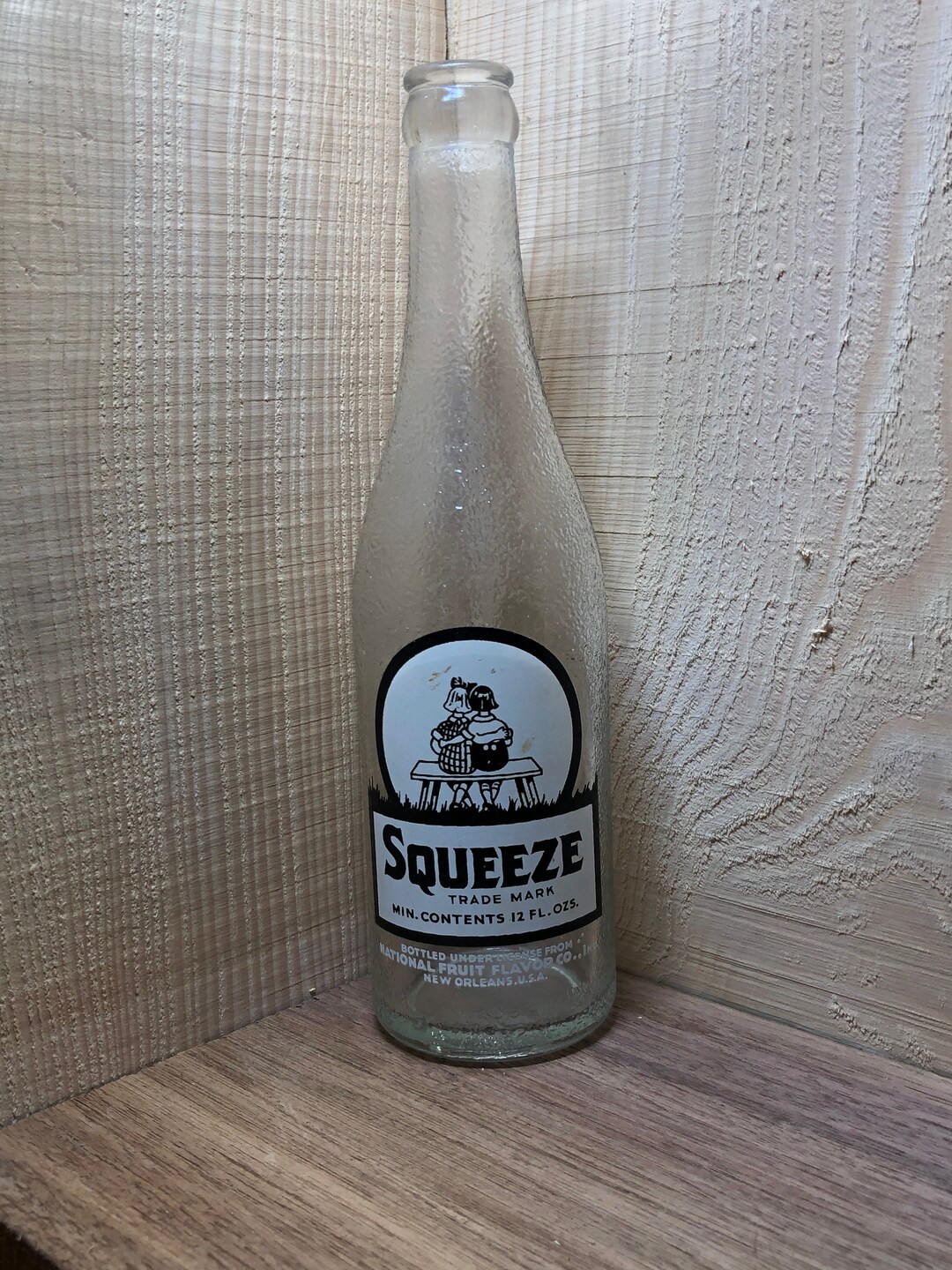 Vintage Early Rare SQUEEZE Soda Bottle From NEW ORLEANS, Props