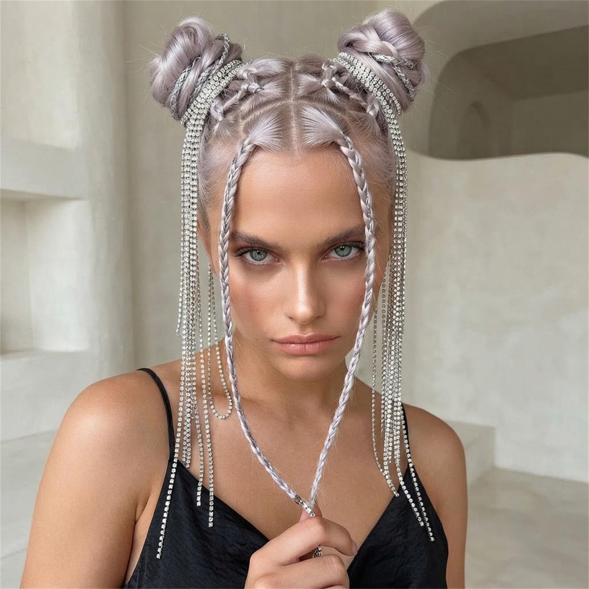 Hair Tinsel Clip Extensions, Rhinestone Hair Chains, Sparkly Festival Hair Accessories, Bridal Hair Jewelry, Y2K Party Gift for Women