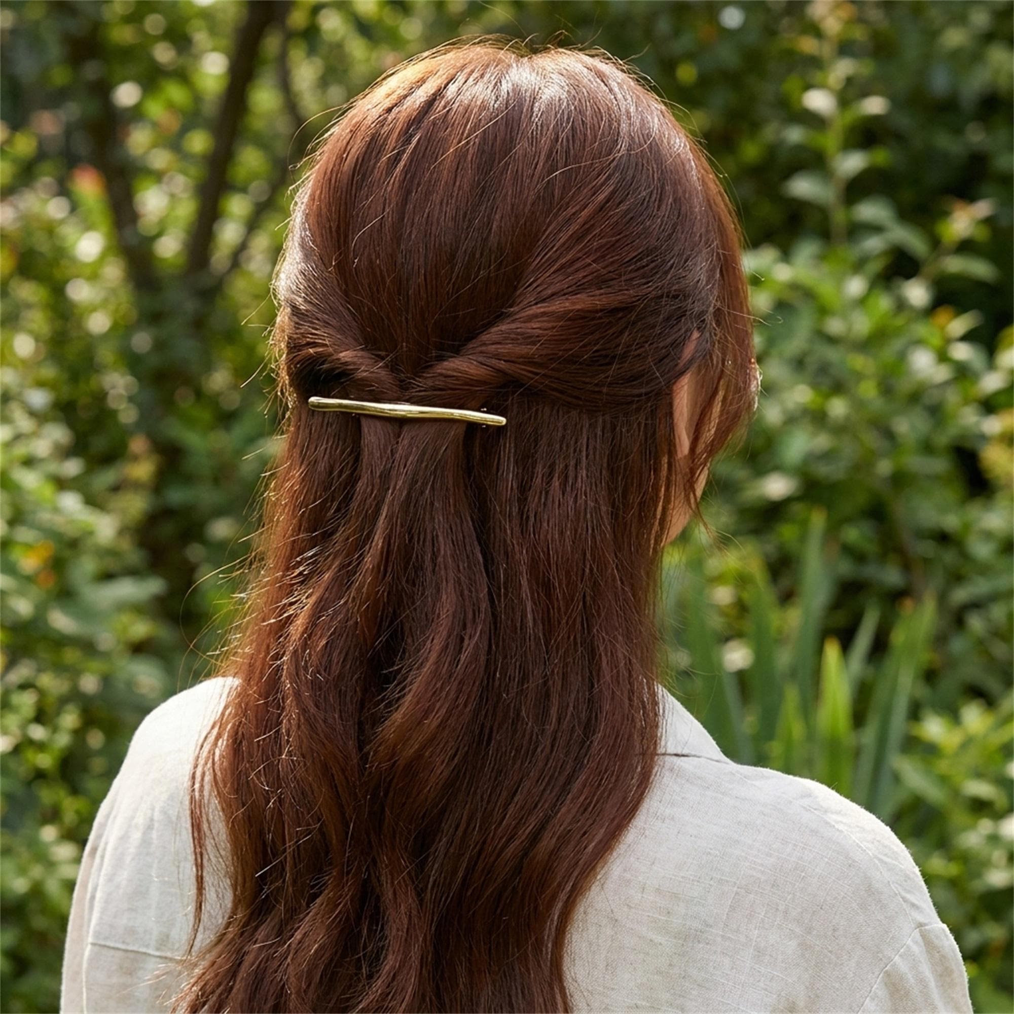Minimalist French Barrette Hair Clip, Gold Silver Metal Hair Clip, Long Curved Barrette, Elegant Hair Accessory, Gift for Women Girls