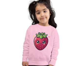 Felpa per bambini con faccina carina a forma di fragola Kawaii / Grafica di frutta per bambini